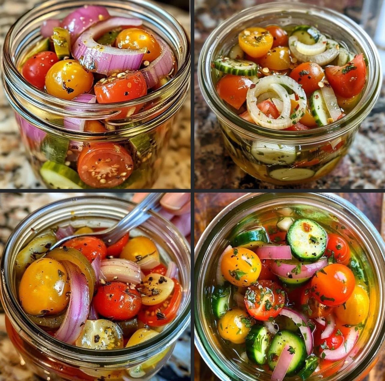 Pickled Cherry Tomatoes, Red Onions, and Cucumbers All easy recipes